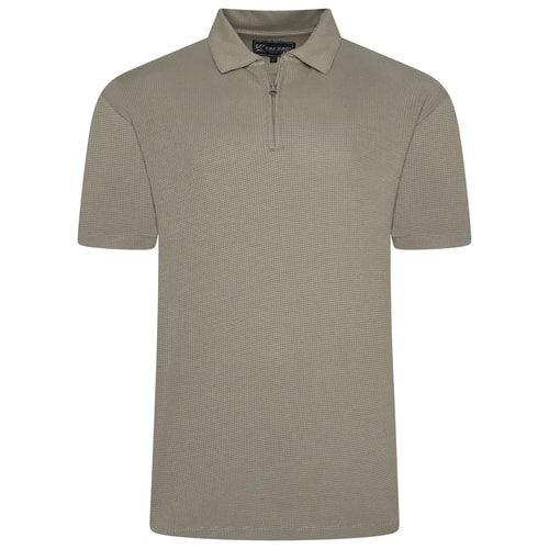 KAM 1/4 Zip Up Strukturiertes Polo Laurel Oak